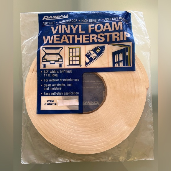 New Randall vinyl foam weatherstrip for waterproof weatherproof self-stick 17 ft - Picture 3 of 5